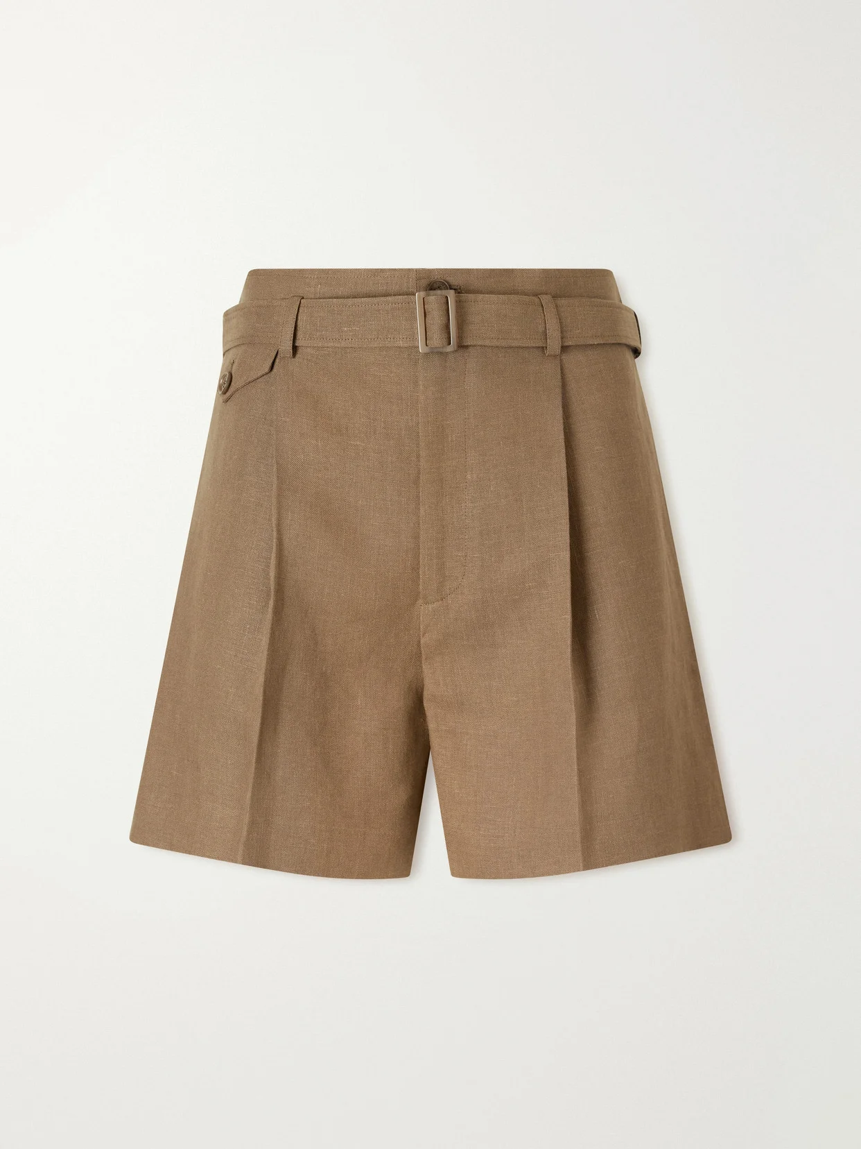 Denise Belted Pleated Linen Shorts - 1