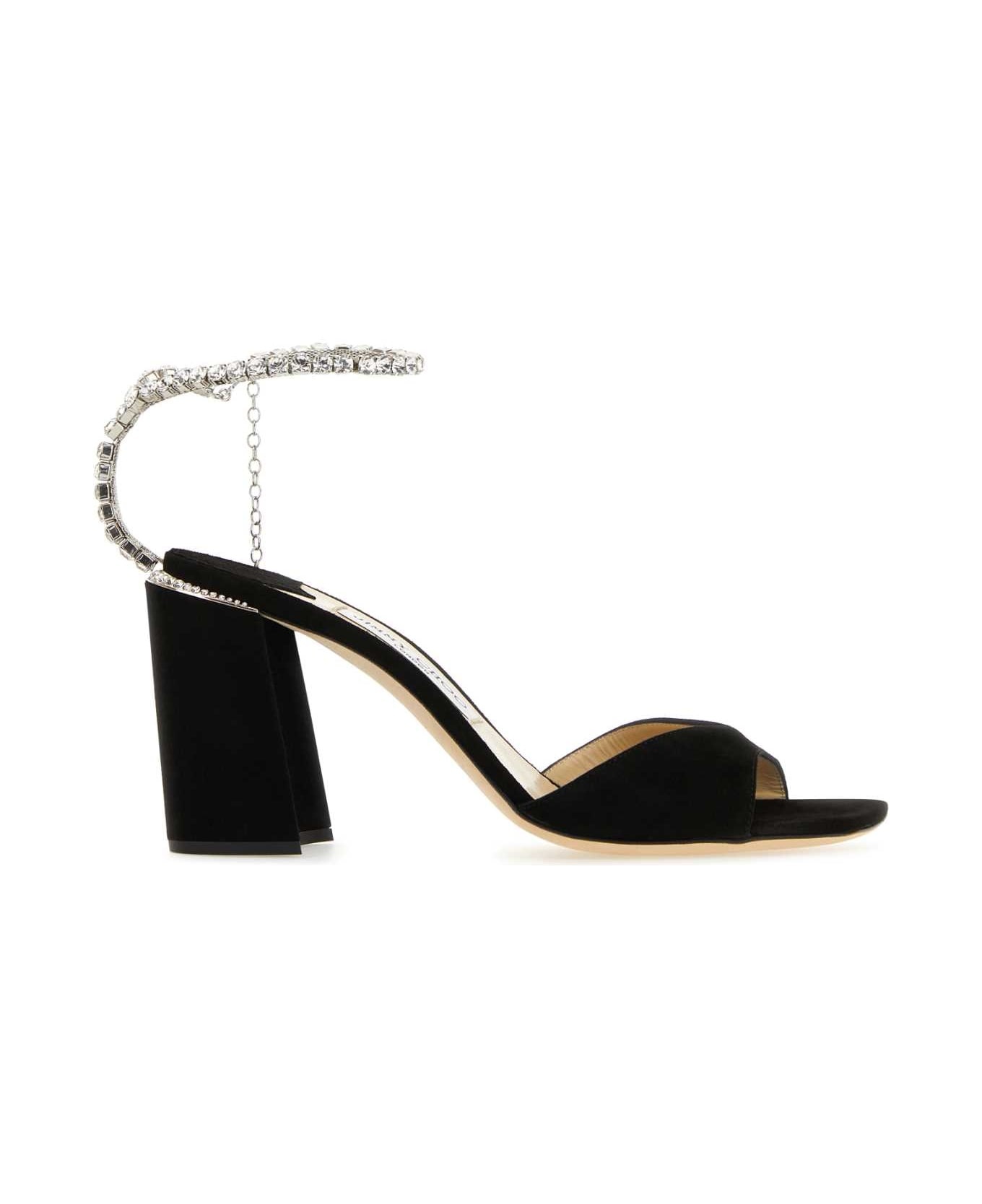 Black Suede Saeda 85 Sandals - 1