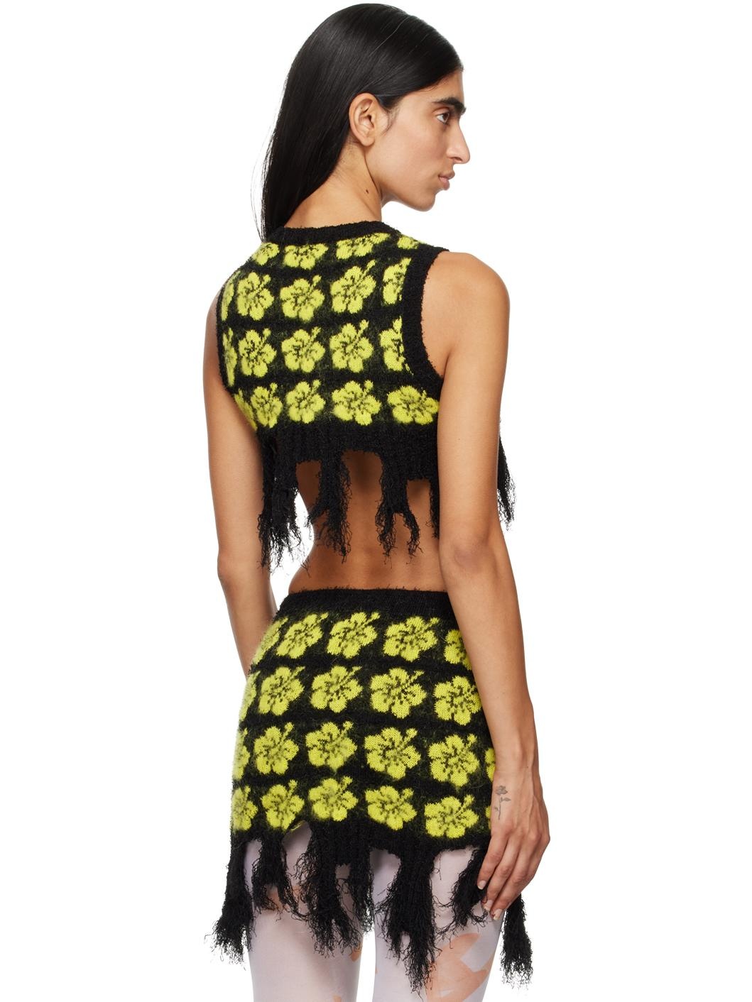 Black & Yellow Ganguro Floral Tank Top - 3