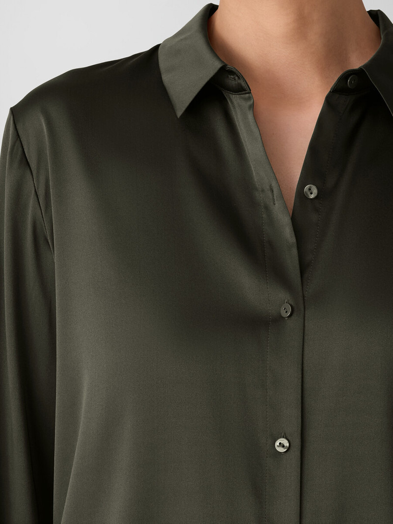 Stretch Silk Charmeuse Classic Collar Shirt 5