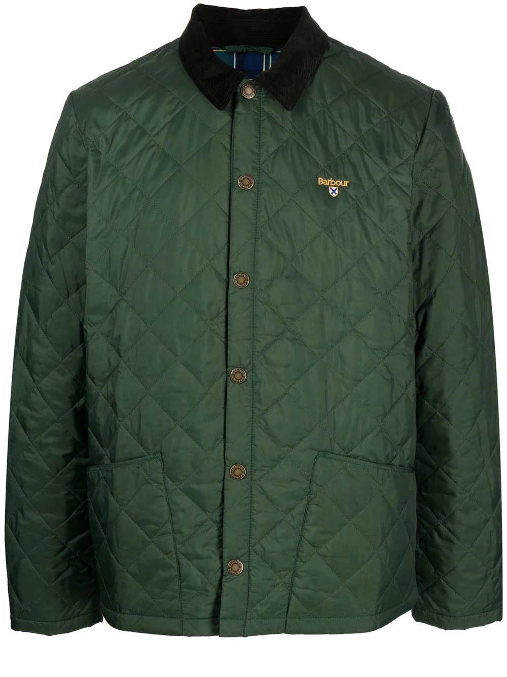 logo-embroidered quilted jacket - 1