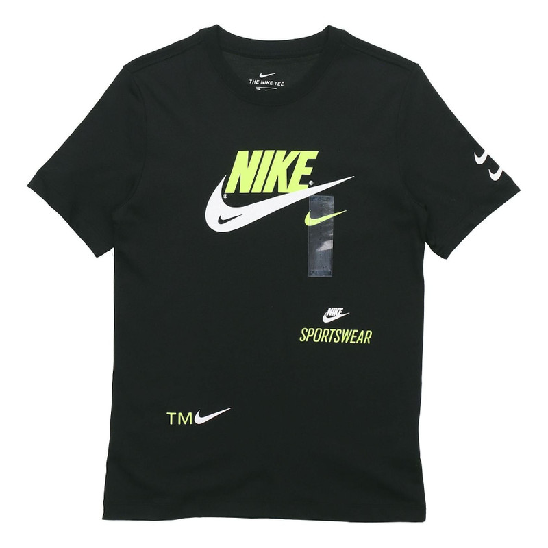 Nike Alphabet Logo Sports Short Sleeve Black CU0079-010 - 1