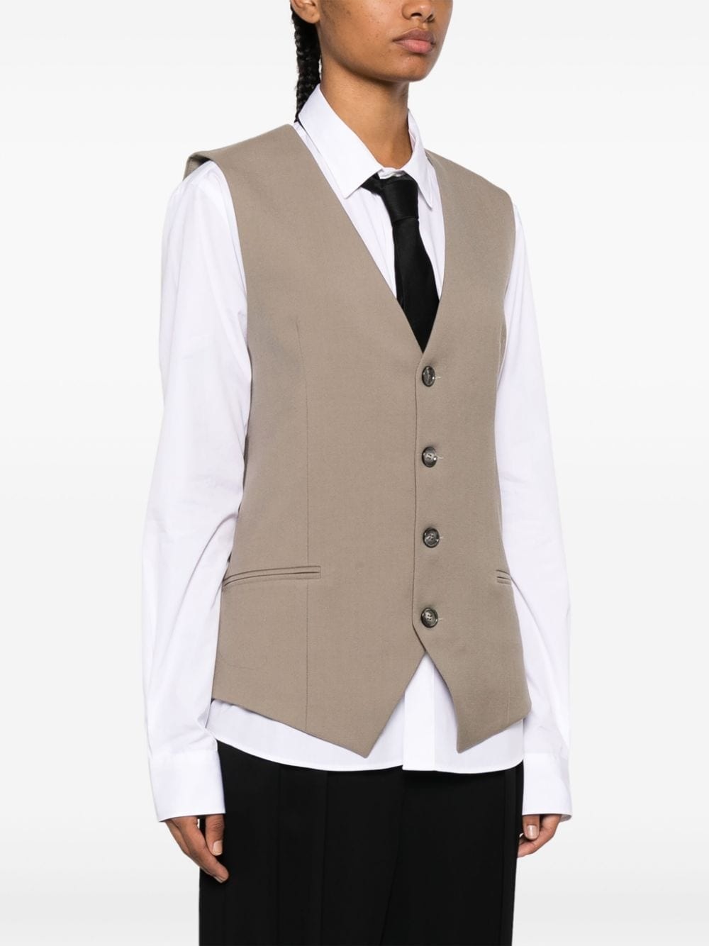 V-neck virgin wool waistcoat - 3