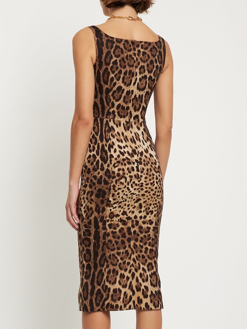 Leopard print charmeuse midi dress - 3