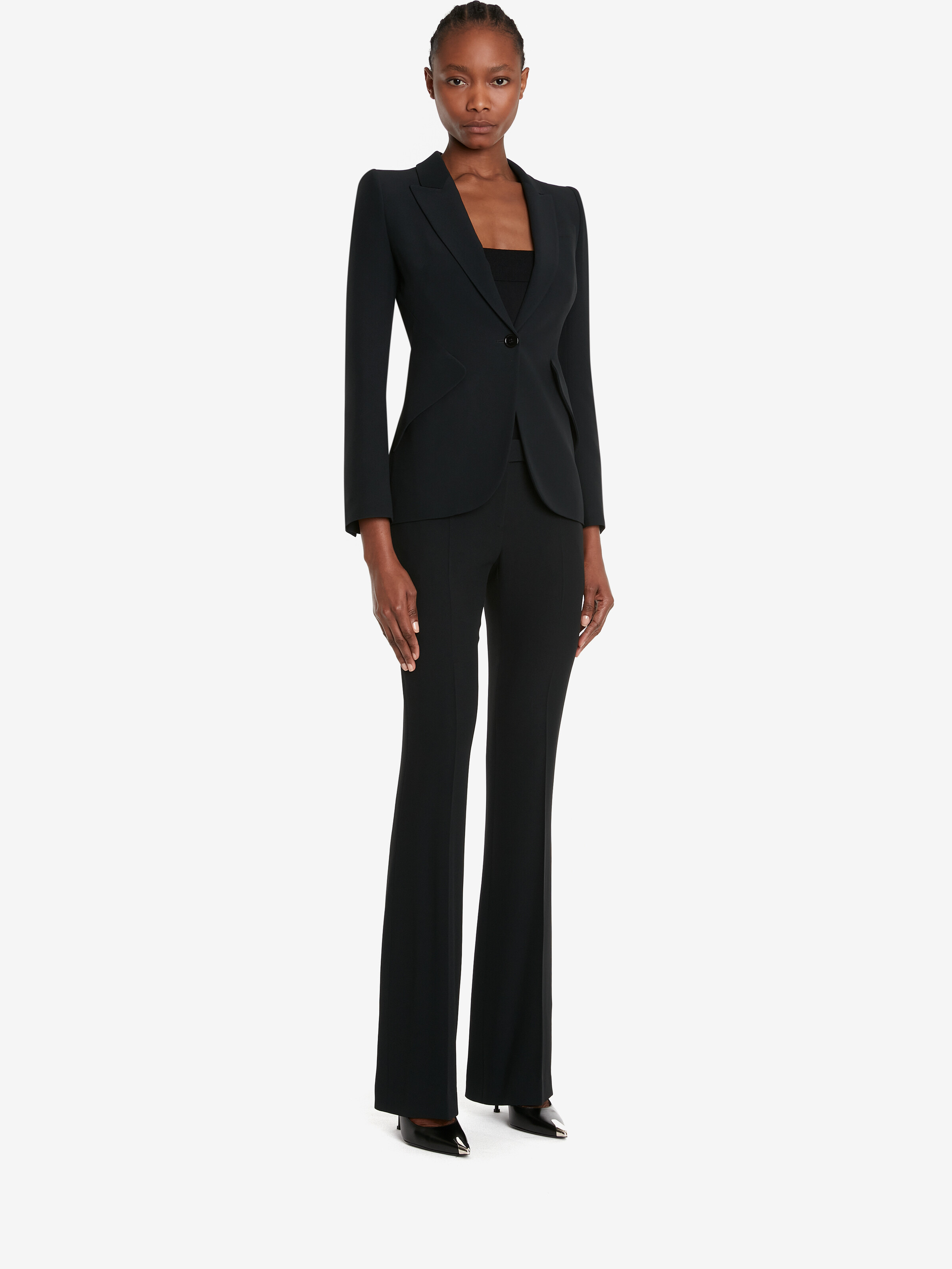 Women's Narrow Bootcut Trousers in Black - 3