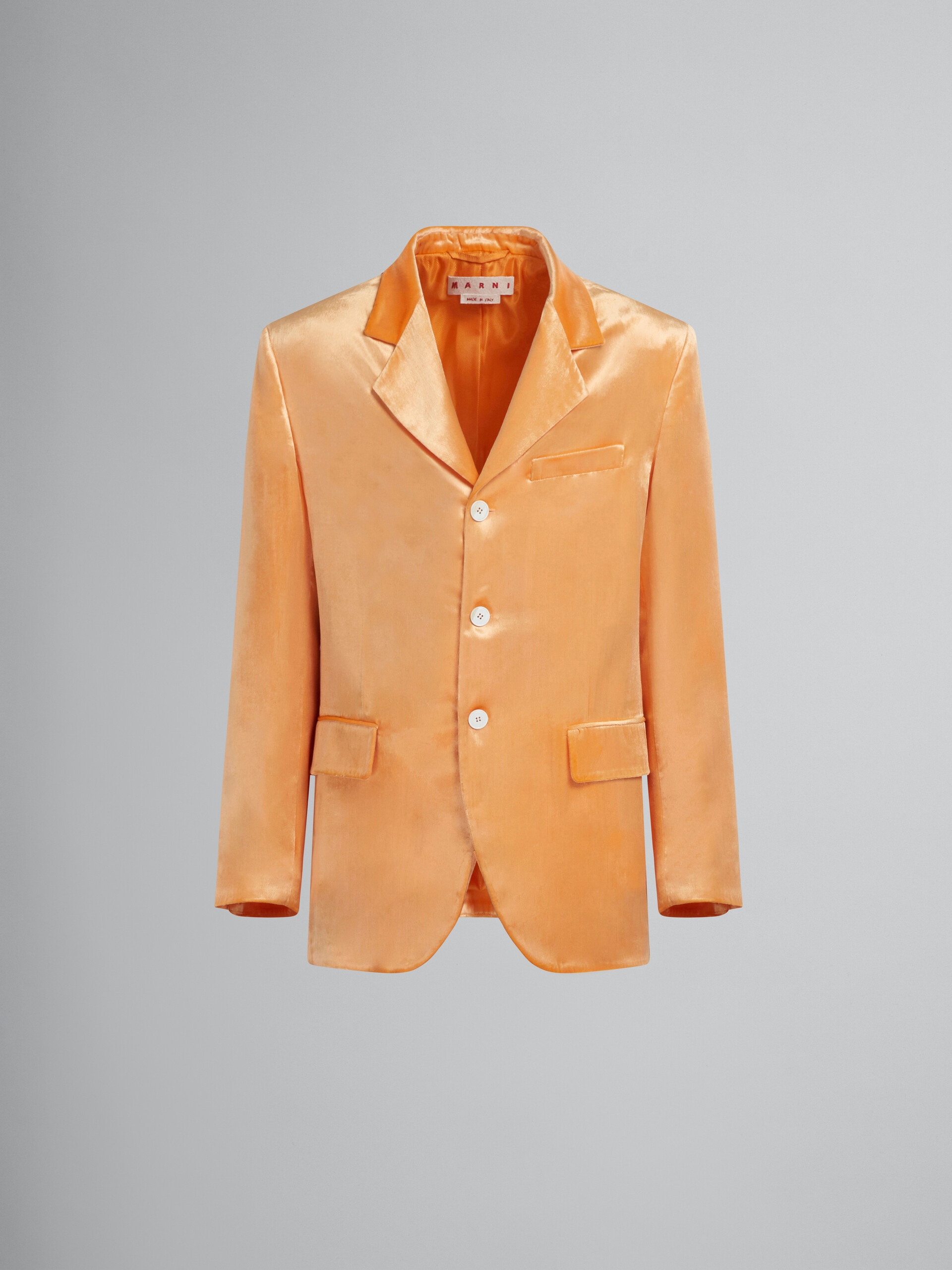 ORANGE SINGLE-BREASTED VELVET BLAZER - 1