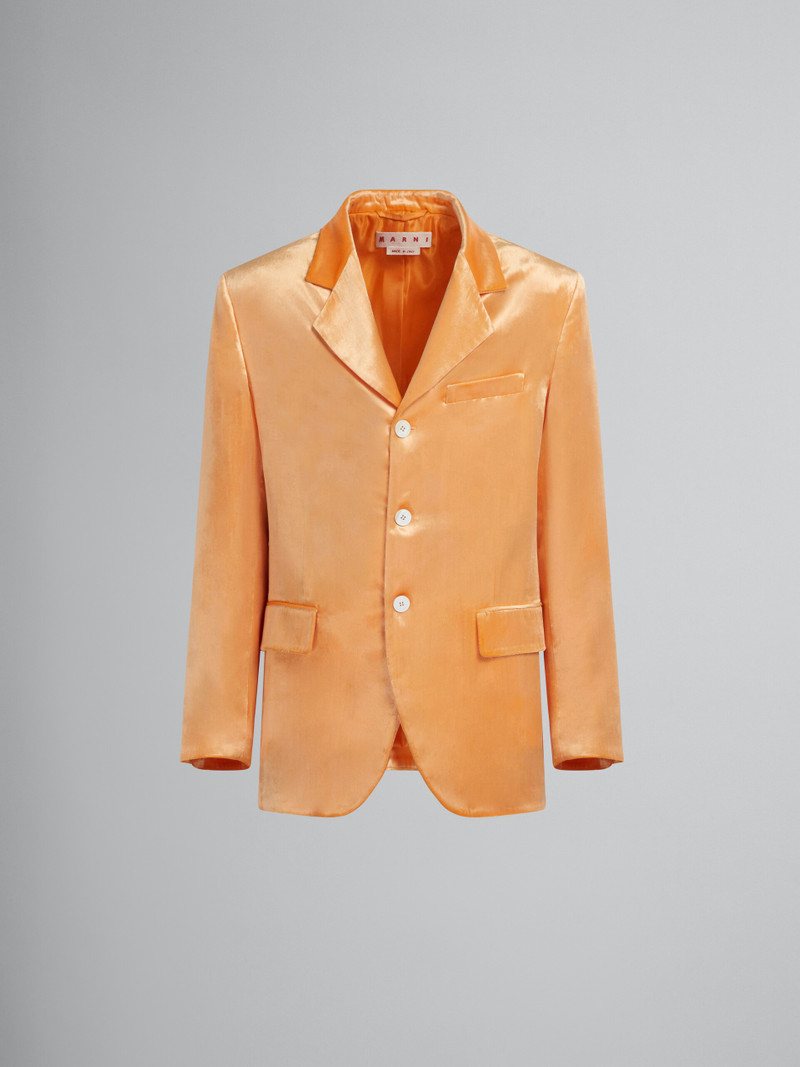 ORANGE SINGLE-BREASTED VELVET BLAZER 1