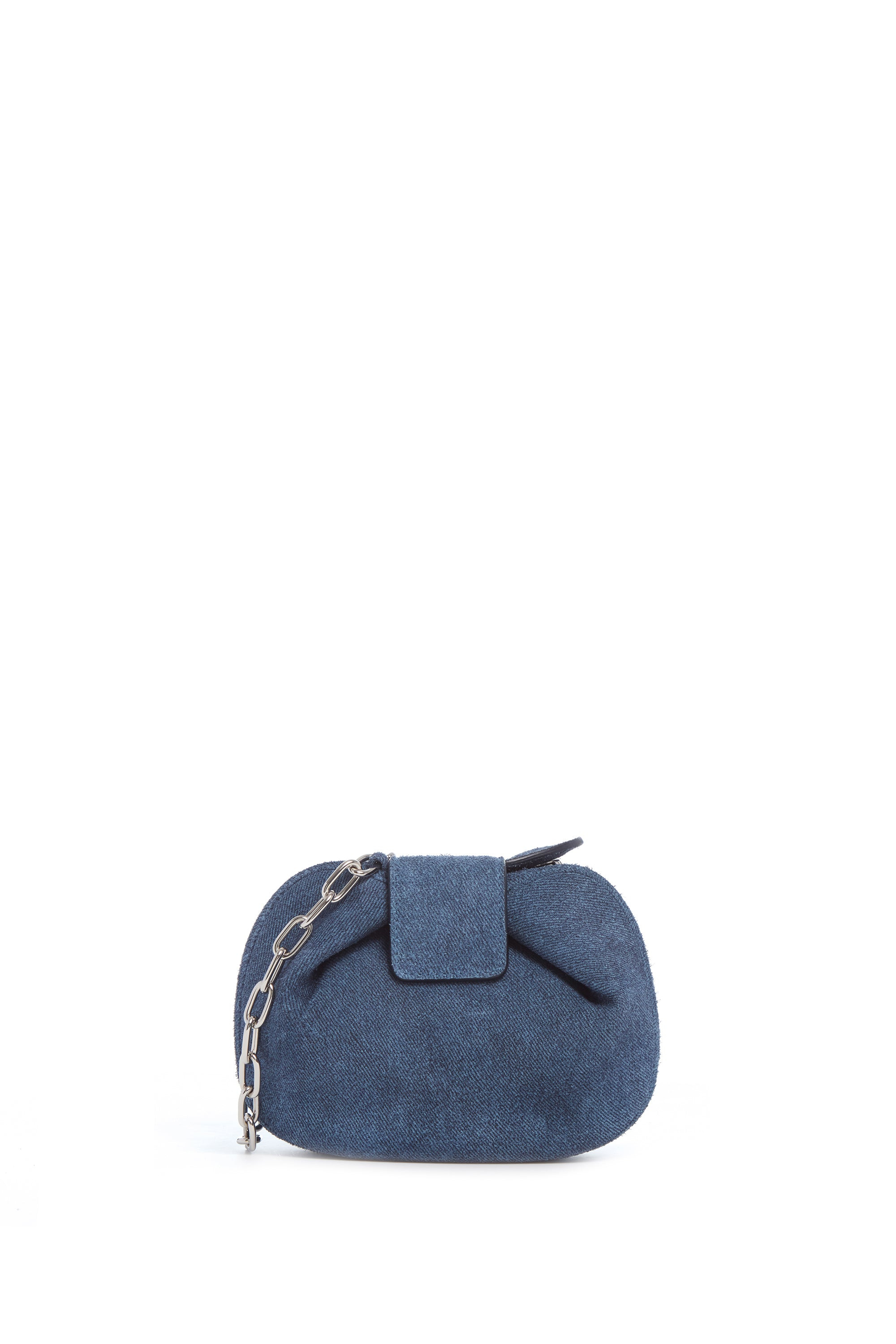 Soft Demi Clutch in Medium Blue Suede Denim - 2