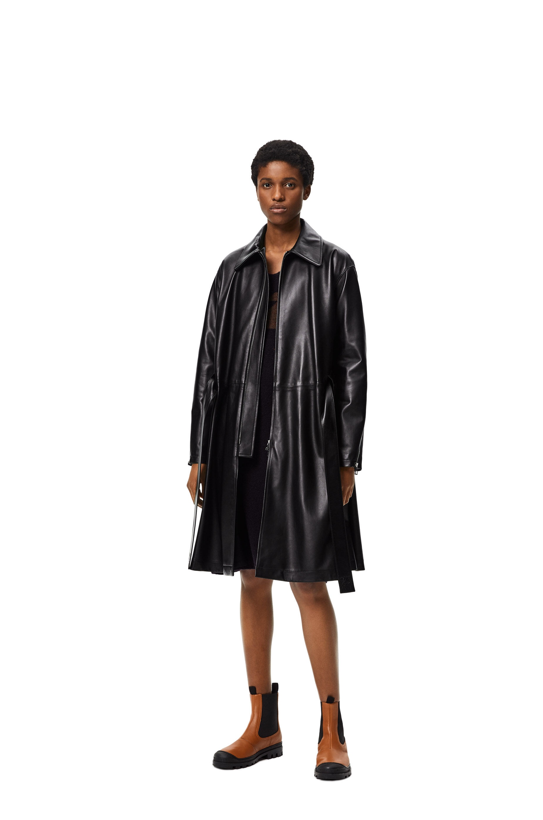 Elasticated belt coat in nappa - 3