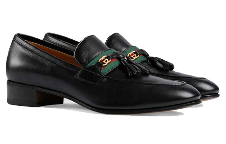 Gucci Interlocking G Tassel Leather Loafers 'Black' 624720-1W610-1066 - 3