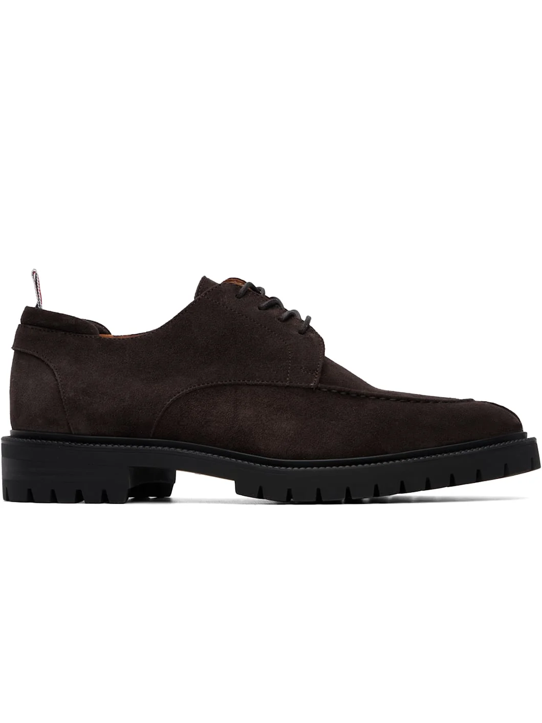 Brown Calf Suede Commando Sole Derbys - 1