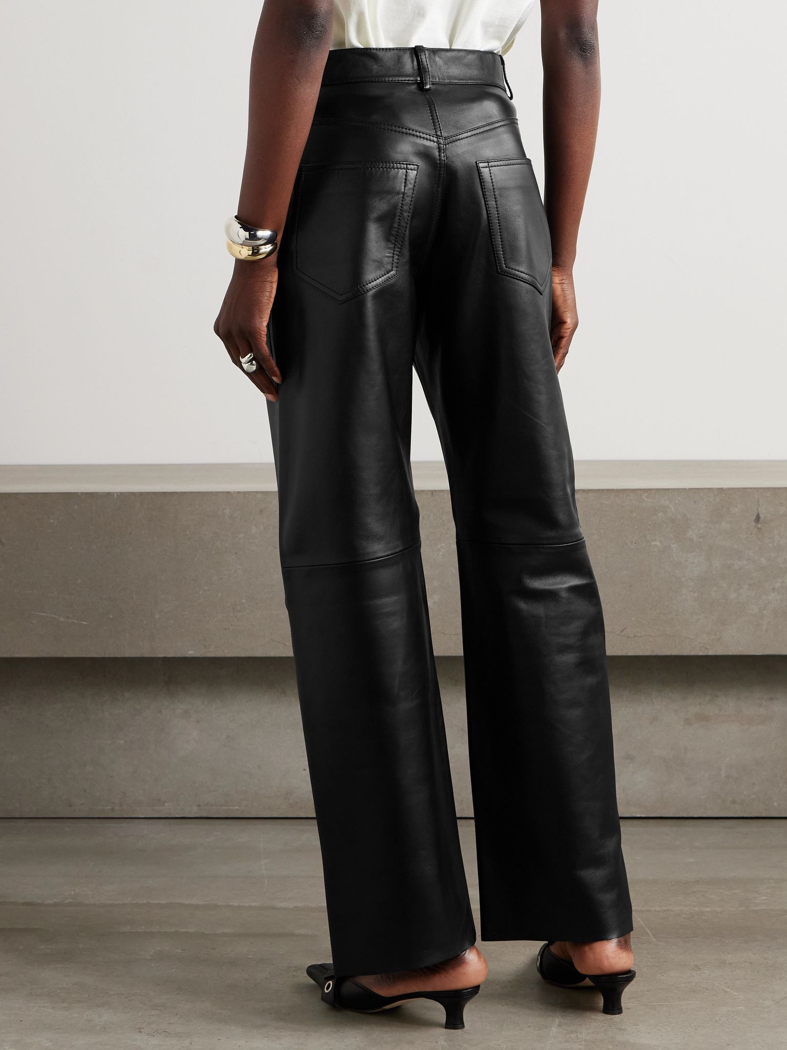 Bonnie leather wide-leg pants Black - 4