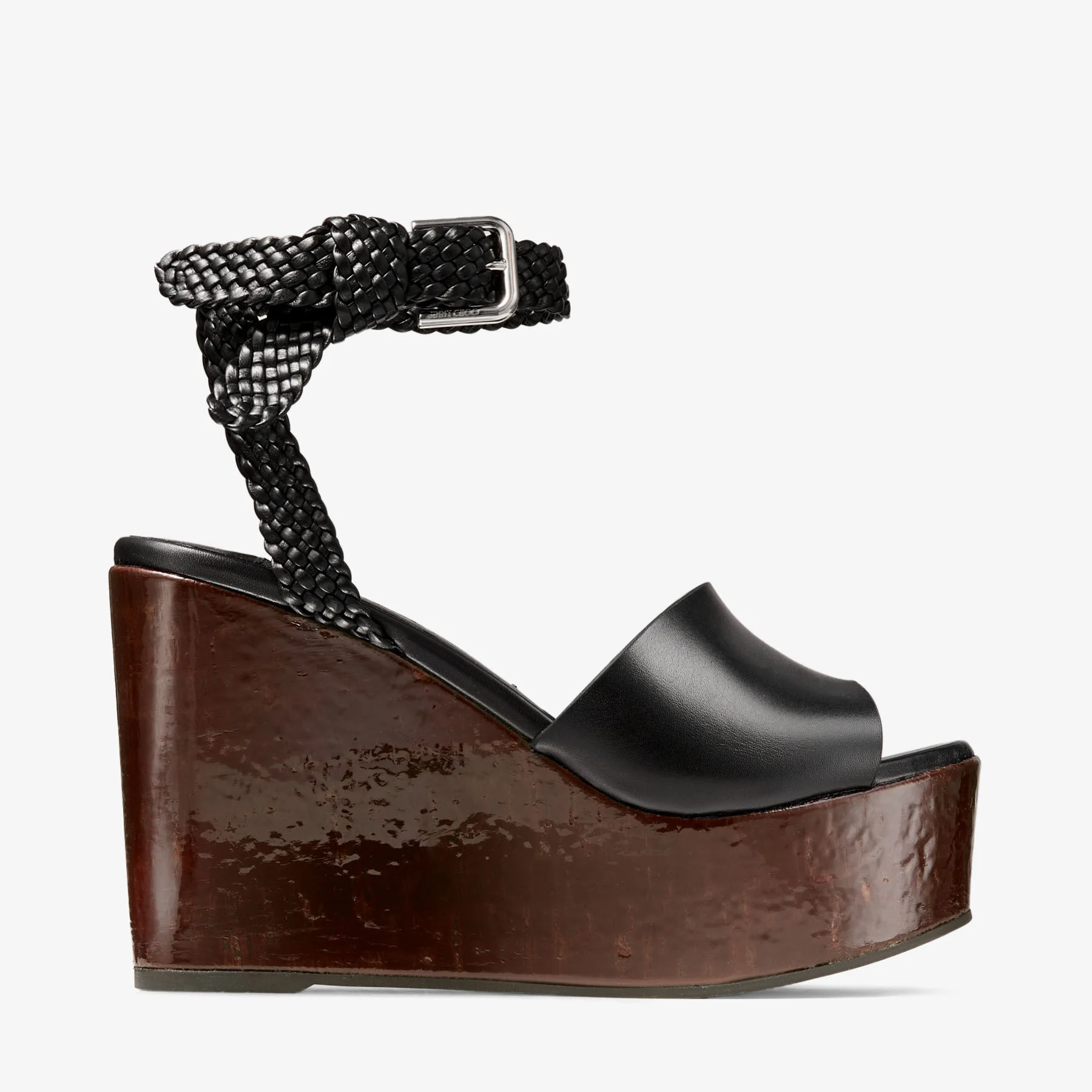 Jori 100
Black Shiny Calf Leather and Shiny Cork Wedges - 1