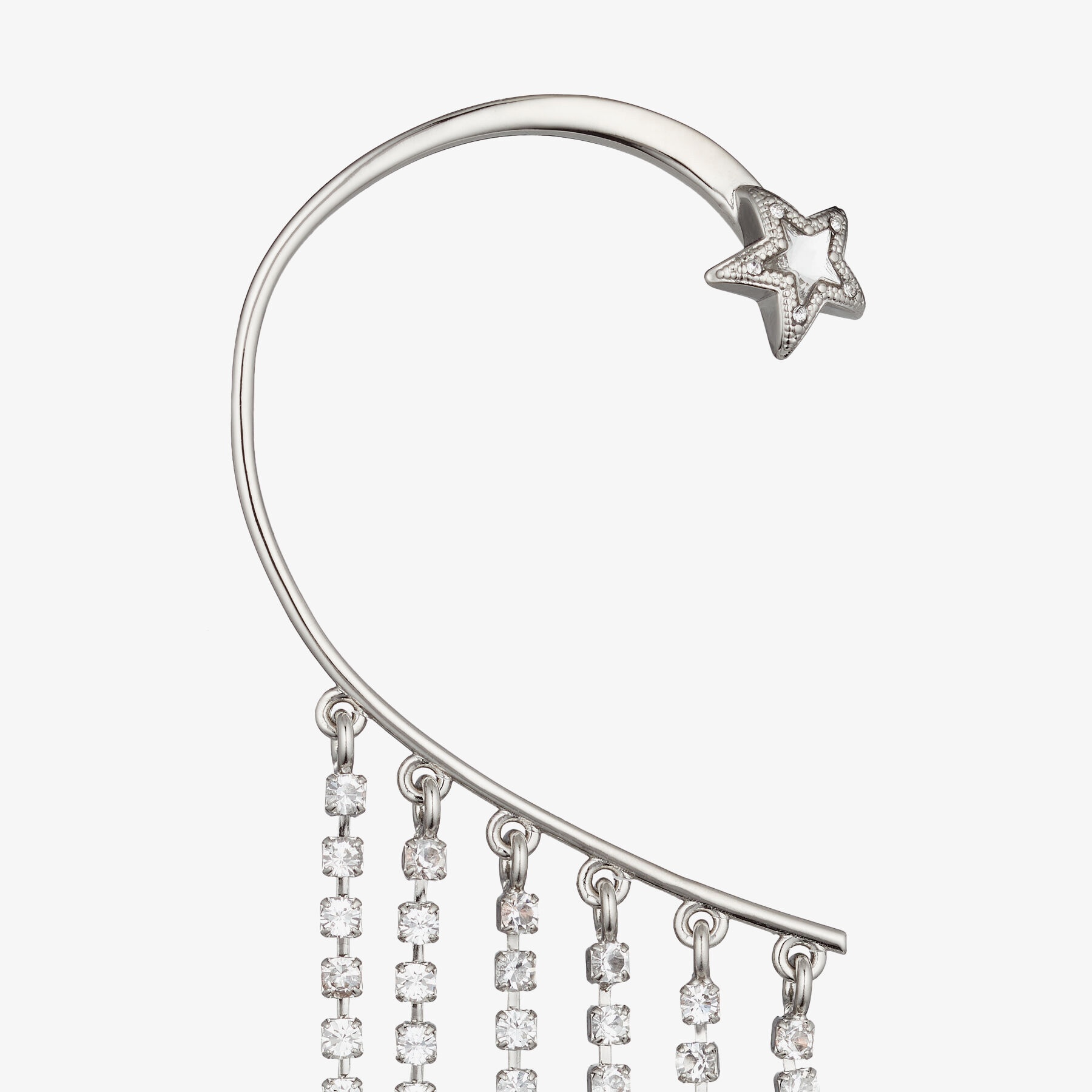 Right Fringe Ear Cuff
Silver Metal Star Fringe Ear Cuff with Swarovski Crystals - 4