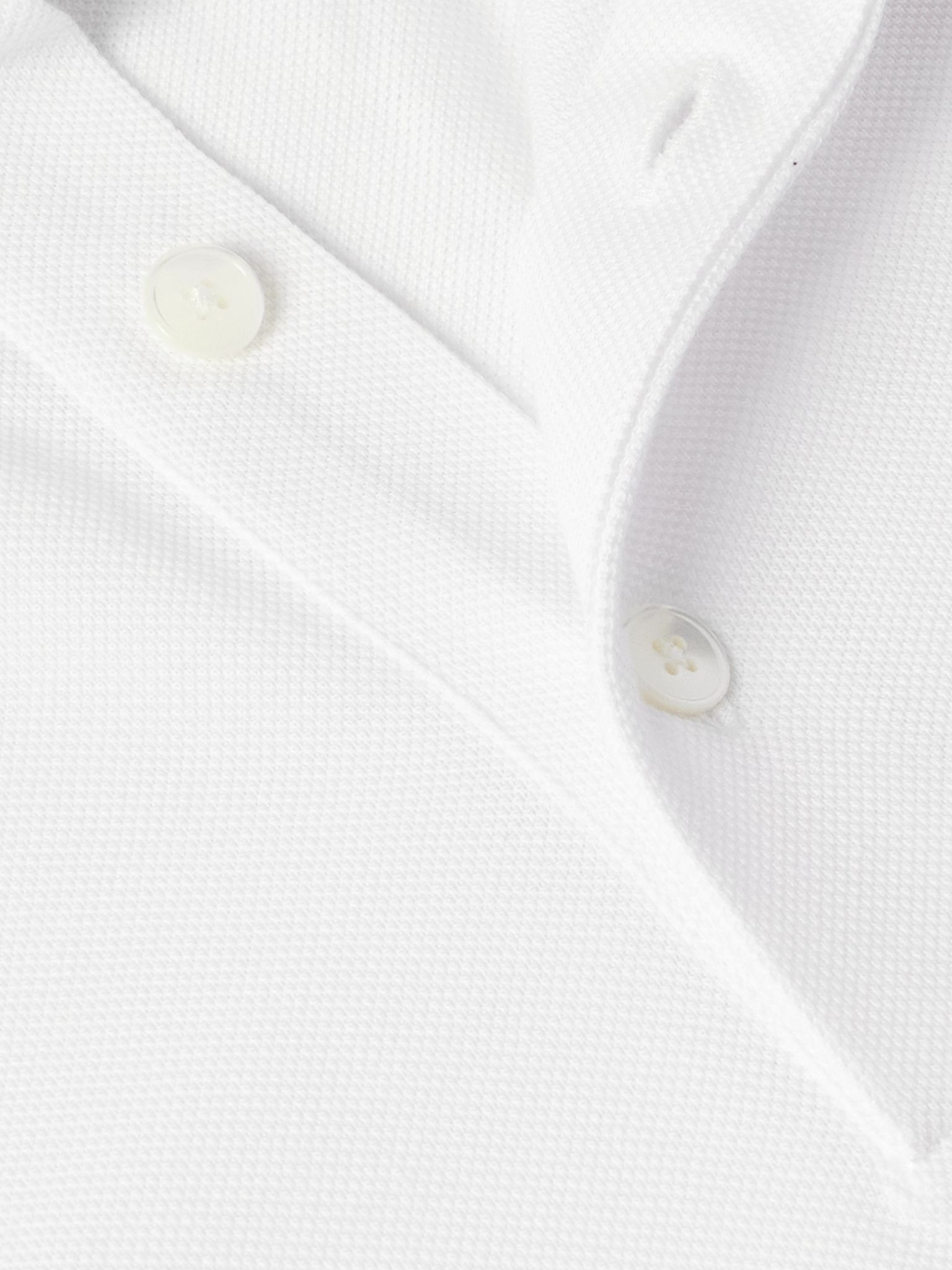 Leather-Trimmed Cotton-Piqué Polo Shirt White - 5