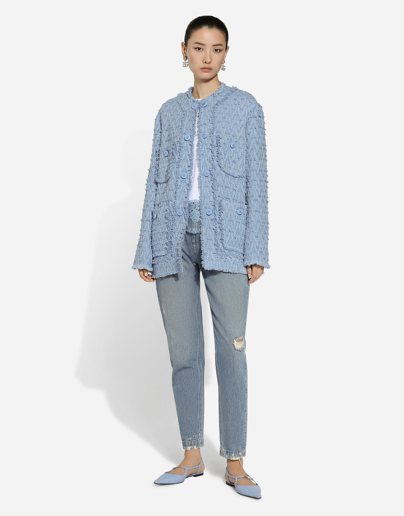 Dolce & Gabbana Single-breasted cotton rush-stitch jacket outlook
