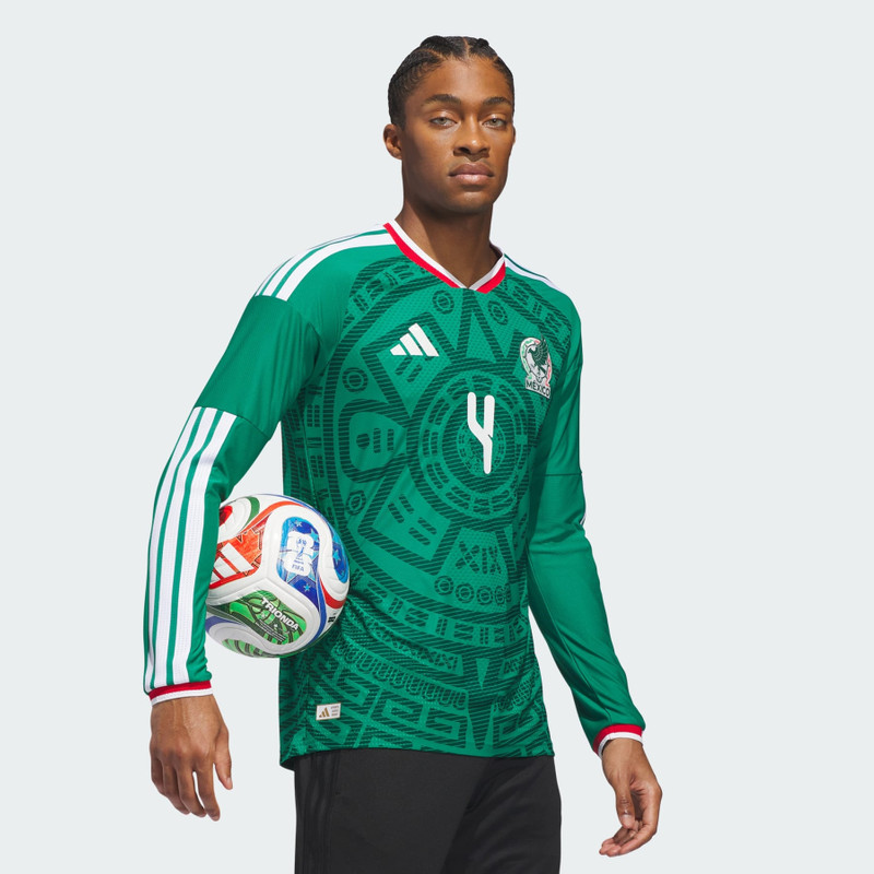 Mexico 26 Home Alvarez Authentic Long Sleeve Jersey 4
