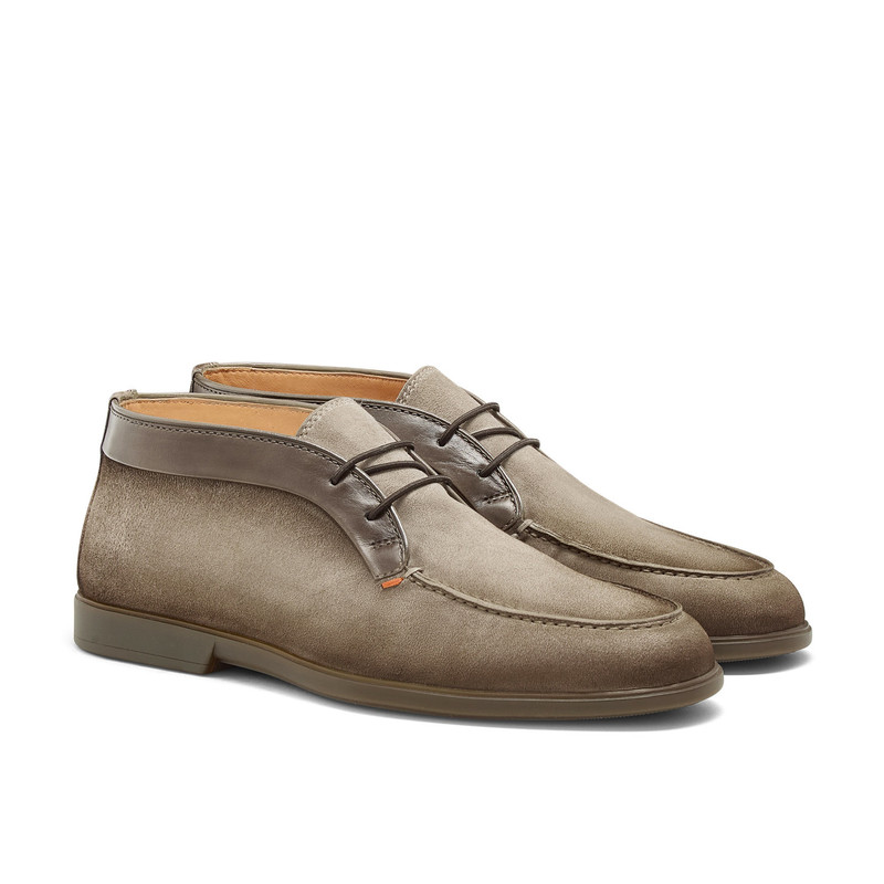 Santoni Men's natural suede and leather desert boot outlook