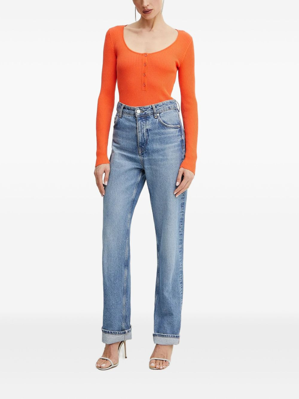 ribbed long-sleeved top - 2