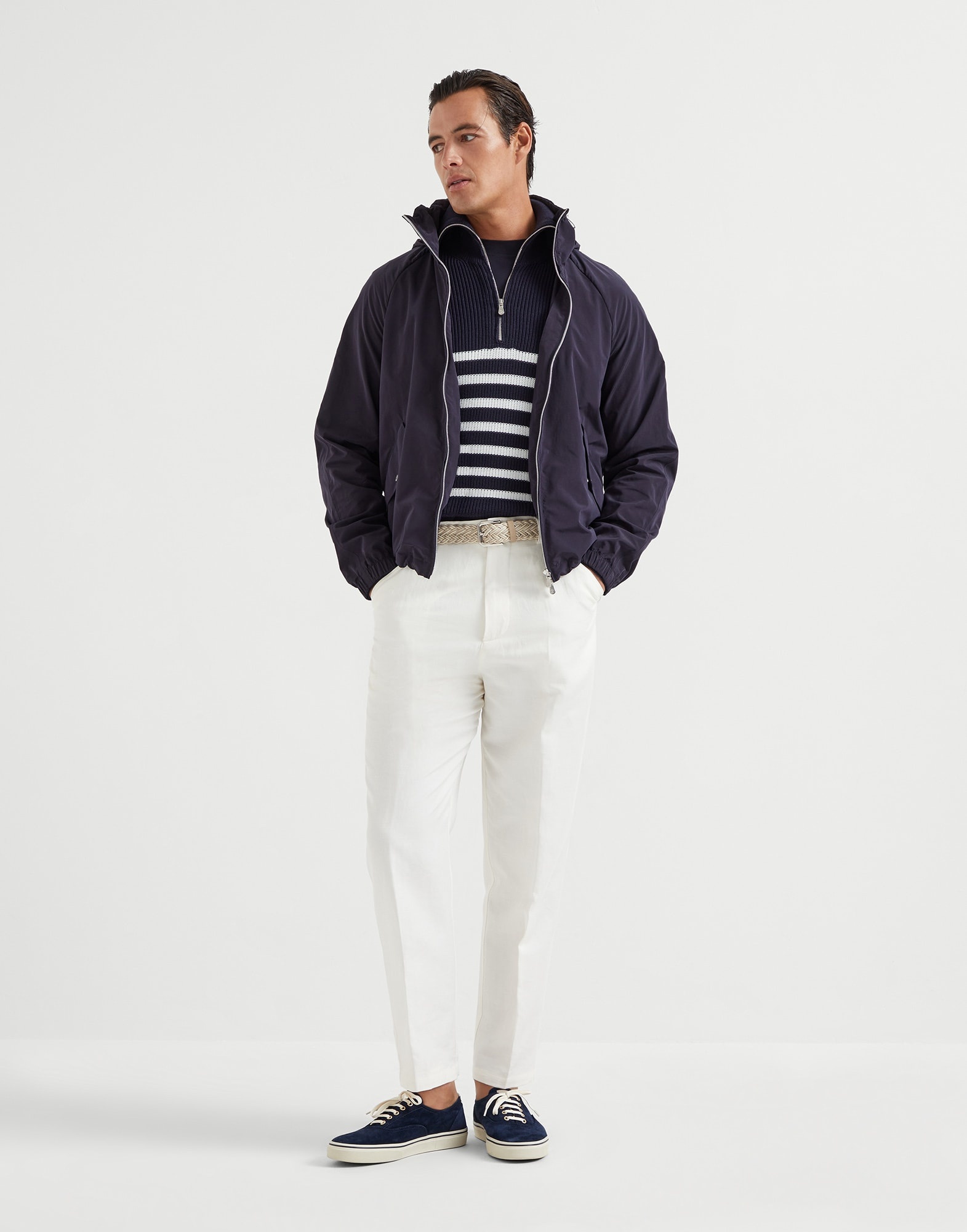 Water-resistant microfiber unlined outerwear jacket with packable hood and heat-bonded seams - 5