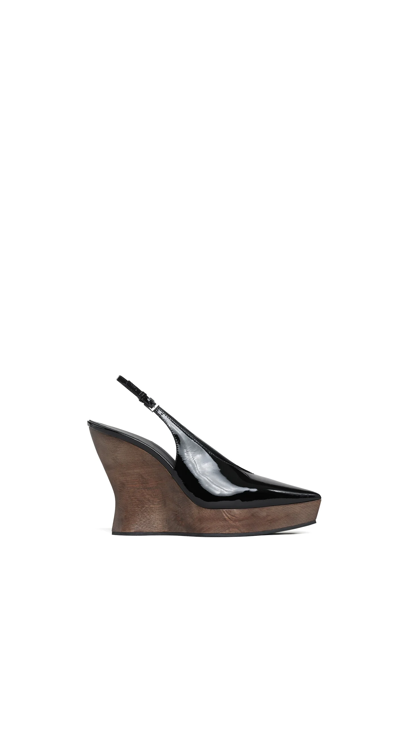 CLOGS WEDGE SLINGBACKS IN PATENT CALFSKIN - 1