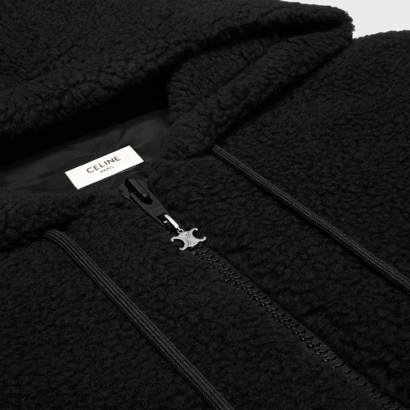 hooded jacket IN WOOL AND COTTON FLEECE 3