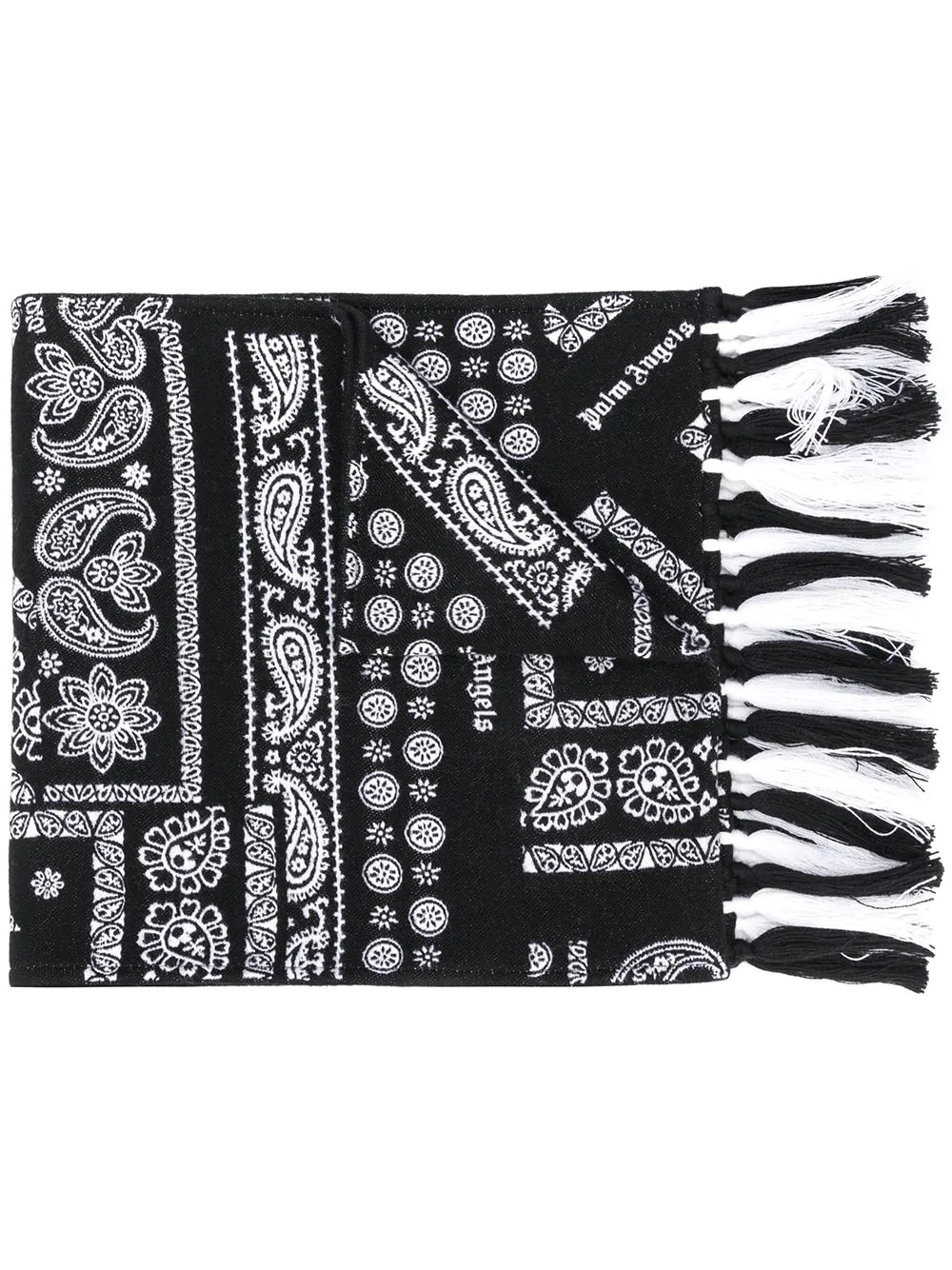 bandana-print fringed scarf - 1