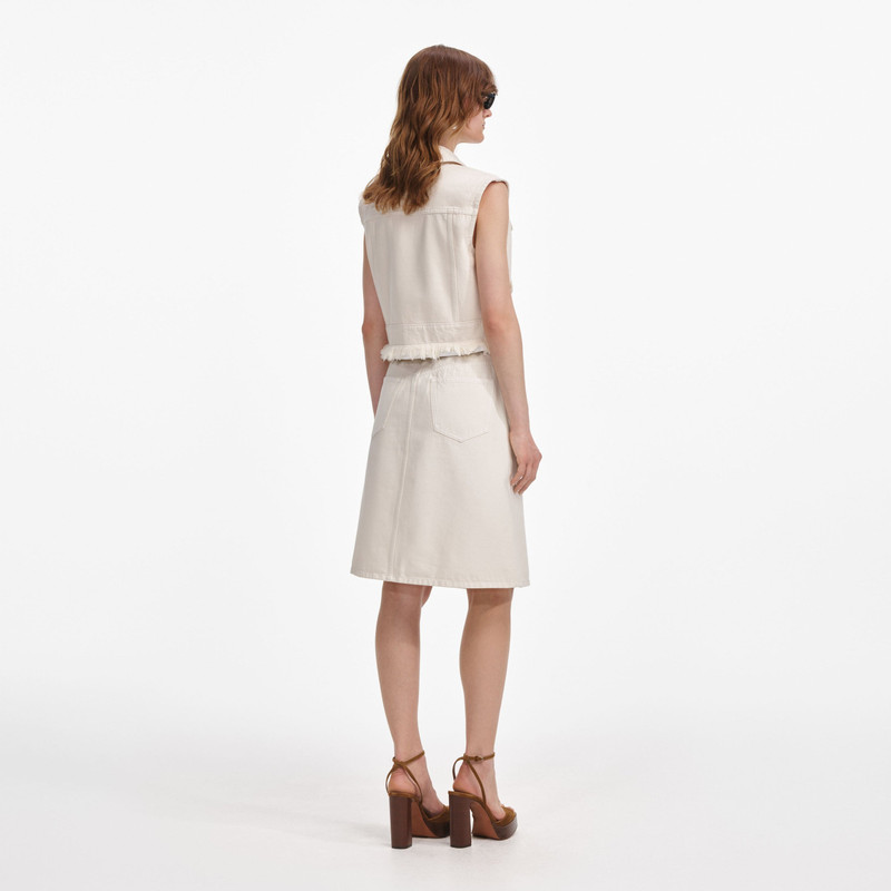 self-portrait Cream Denim Sleeveless Top outlook