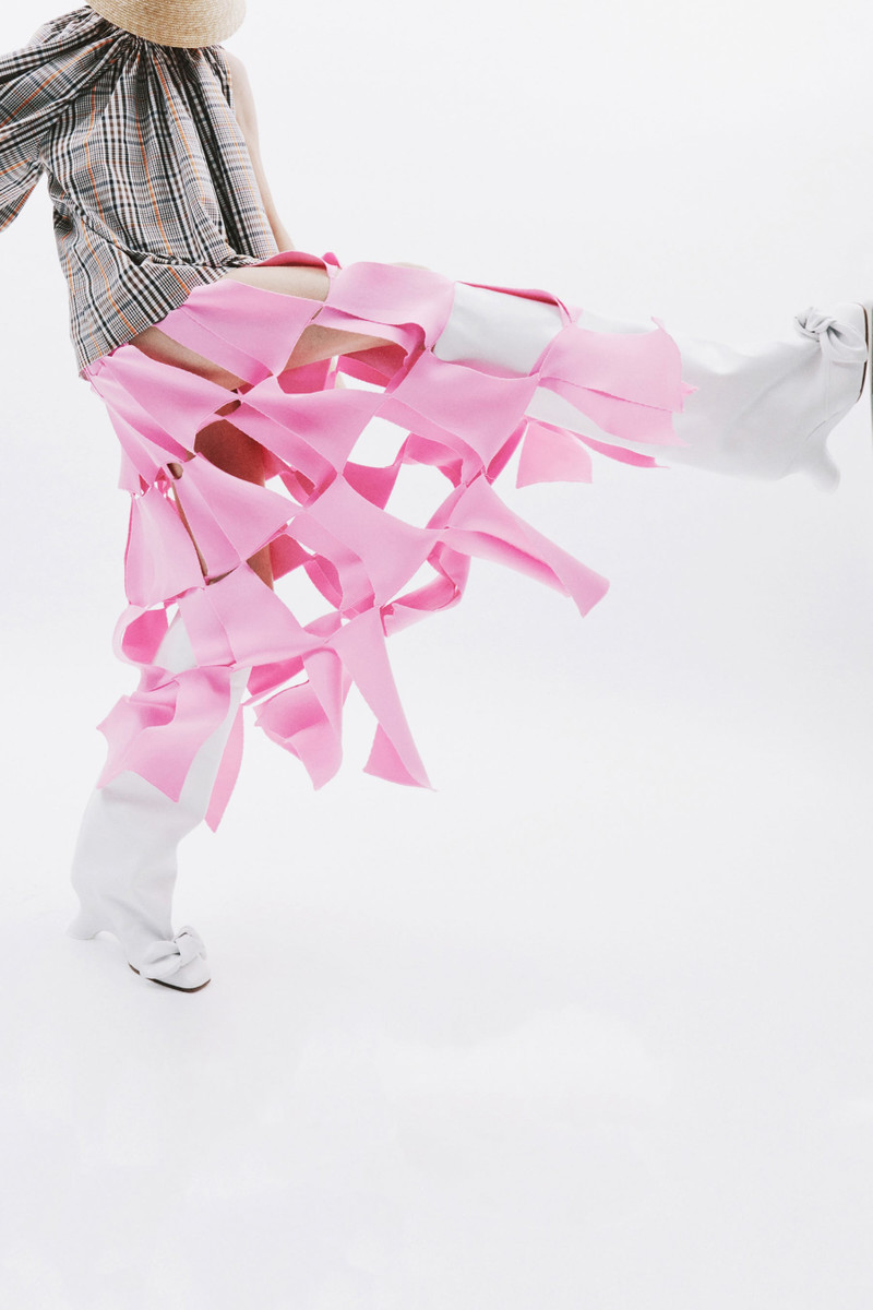 KNITTED MULTI TRAPEZE SKIRT PINK 2