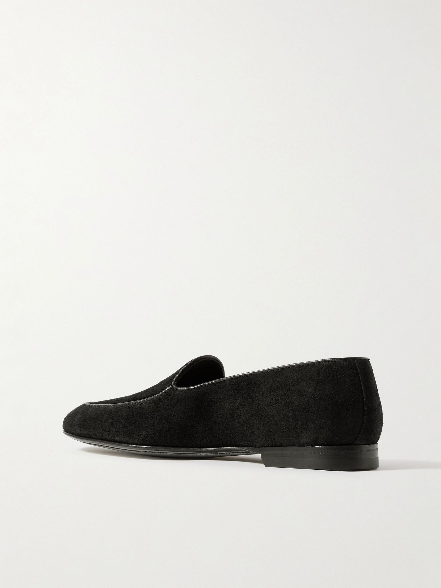 Modena Leather-Trimmed Suede Loafers Black - 4