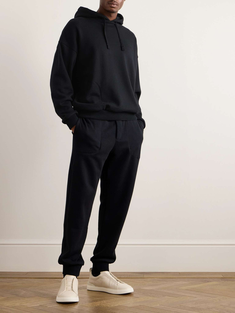 ZEGNA Logo-Embroidered Cotton-Blend Jersey Hoodie outlook