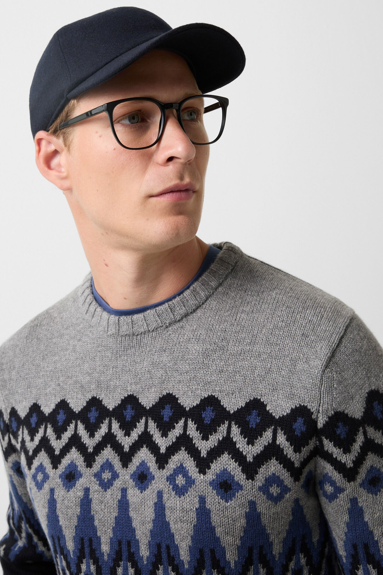 Norwegian pullover Ron in Navy blue/grey - 4