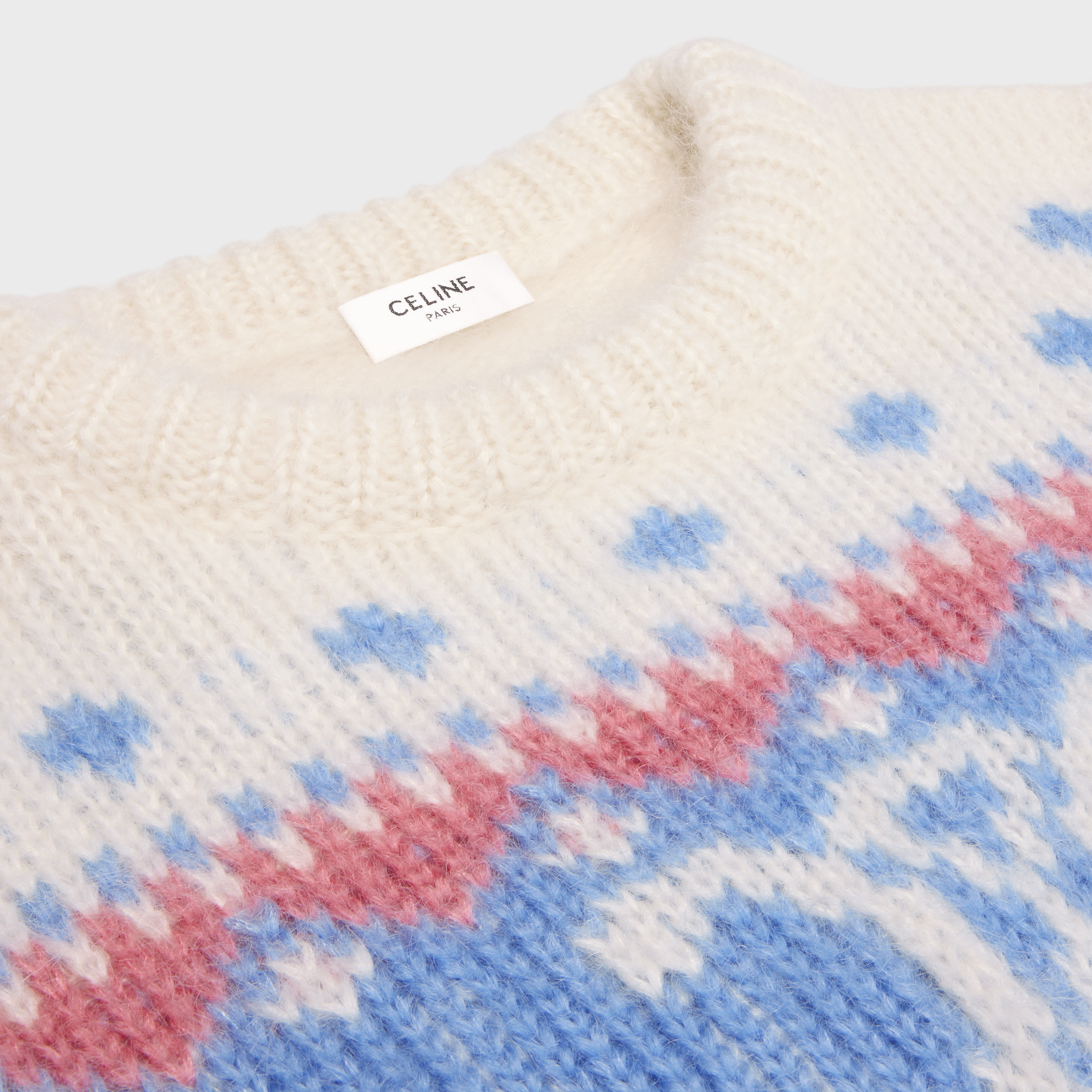 crew neck fair isle sweater in mohair and silk - 3