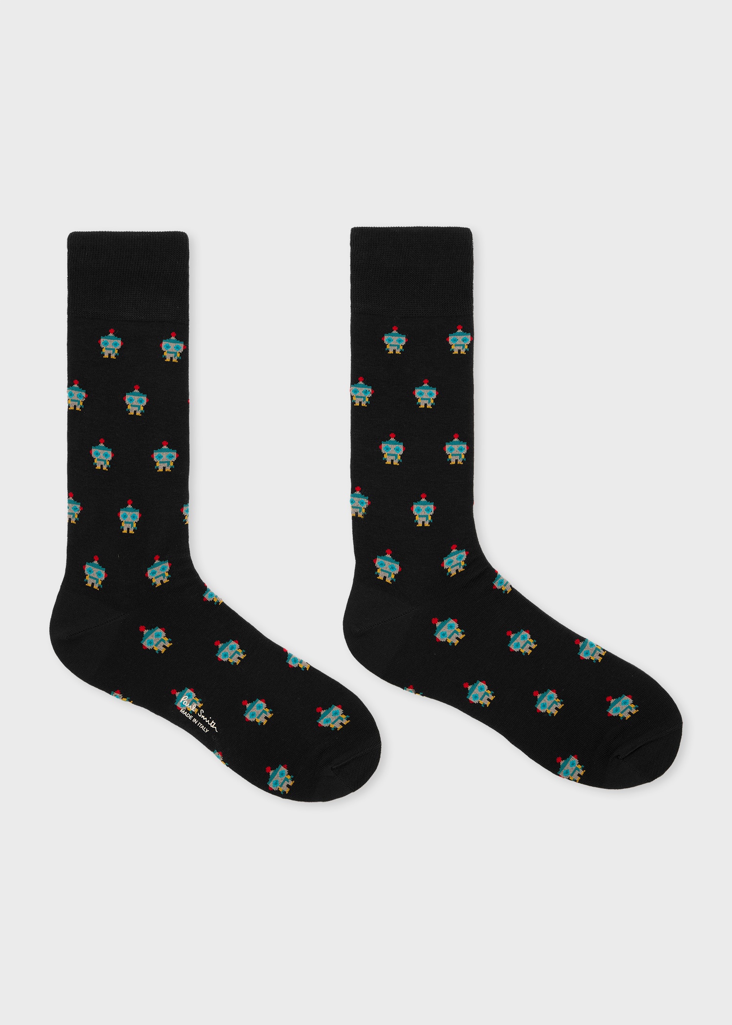 Black Cotton-Blend 'Robot' Socks - 2