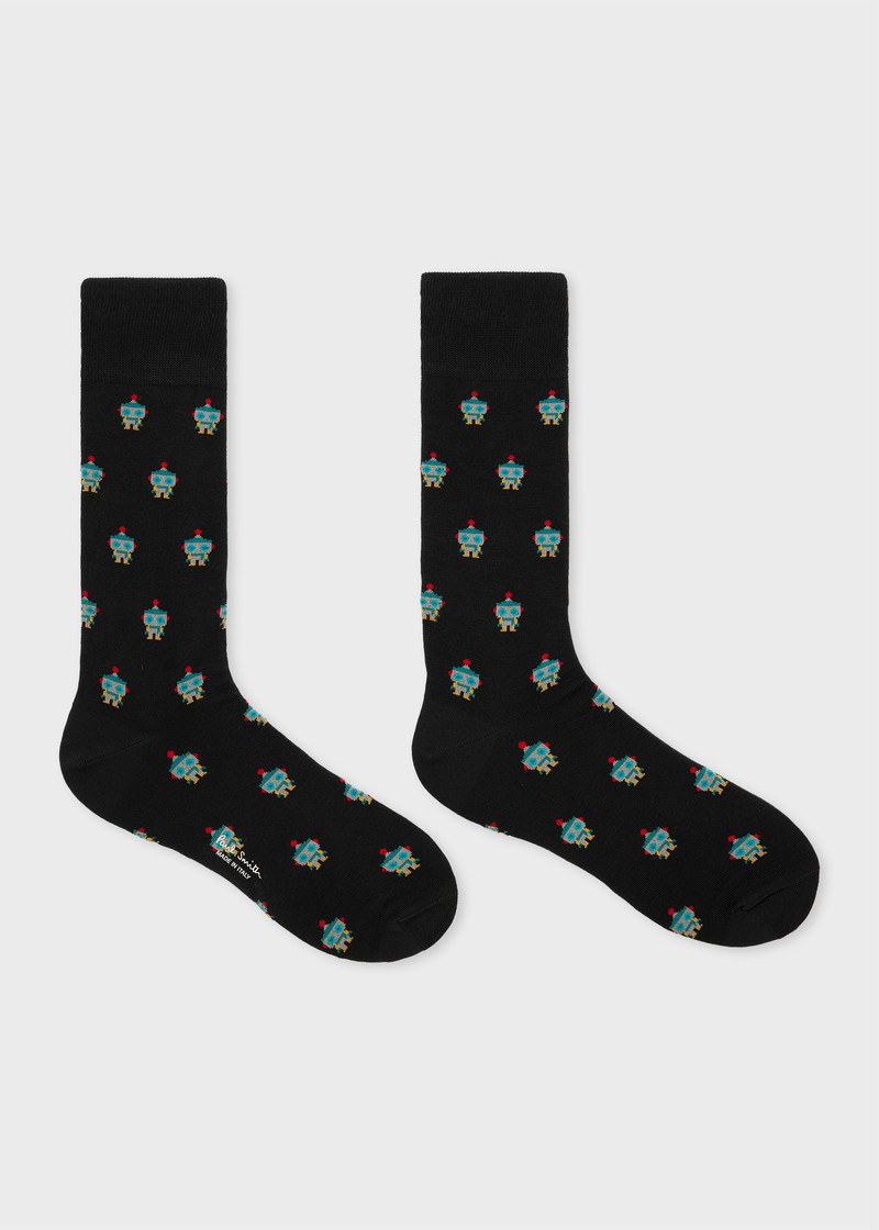Paul Smith Black Cotton-Blend 'Robot' Socks outlook