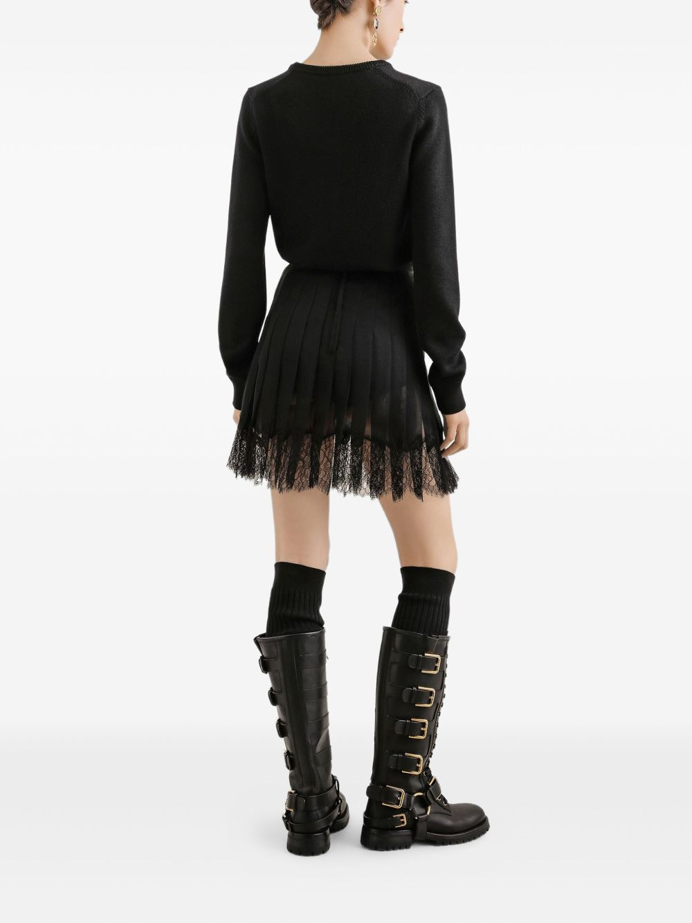 pleated lace mini skirt - 3