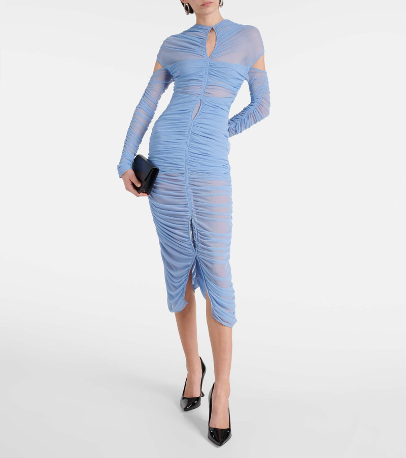MUGLER Draped cutout mesh midi dress outlook