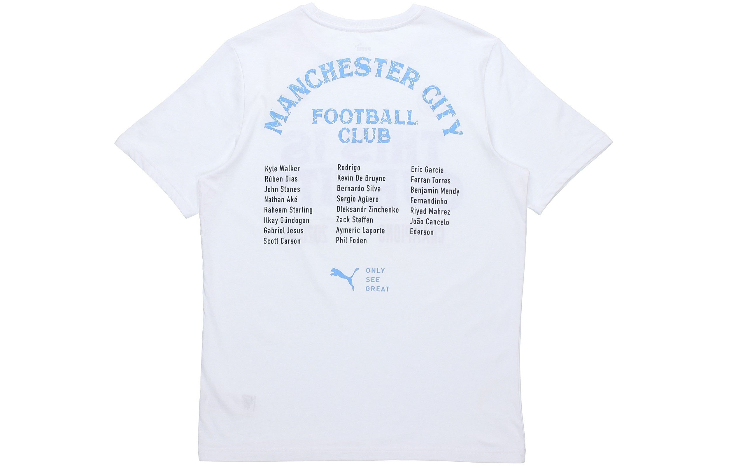 PUMA MCFC 20-21 Season Football Club Alphabet Printing Soccer/Football Sports Short Sleeve White 768 - 2