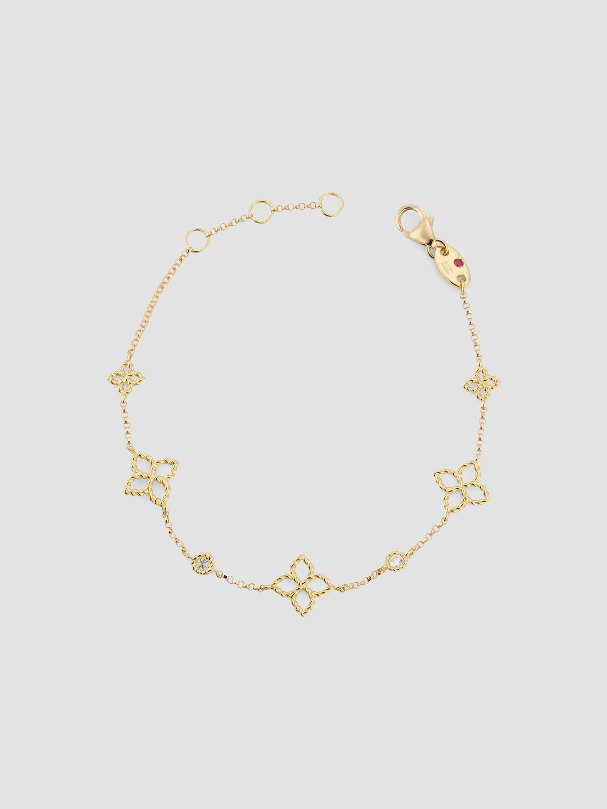 Women's Principessa 18K Yellow Gold & 0.06 TCW Diamond Flower Chain Bracelet - Yellow Gold - 1