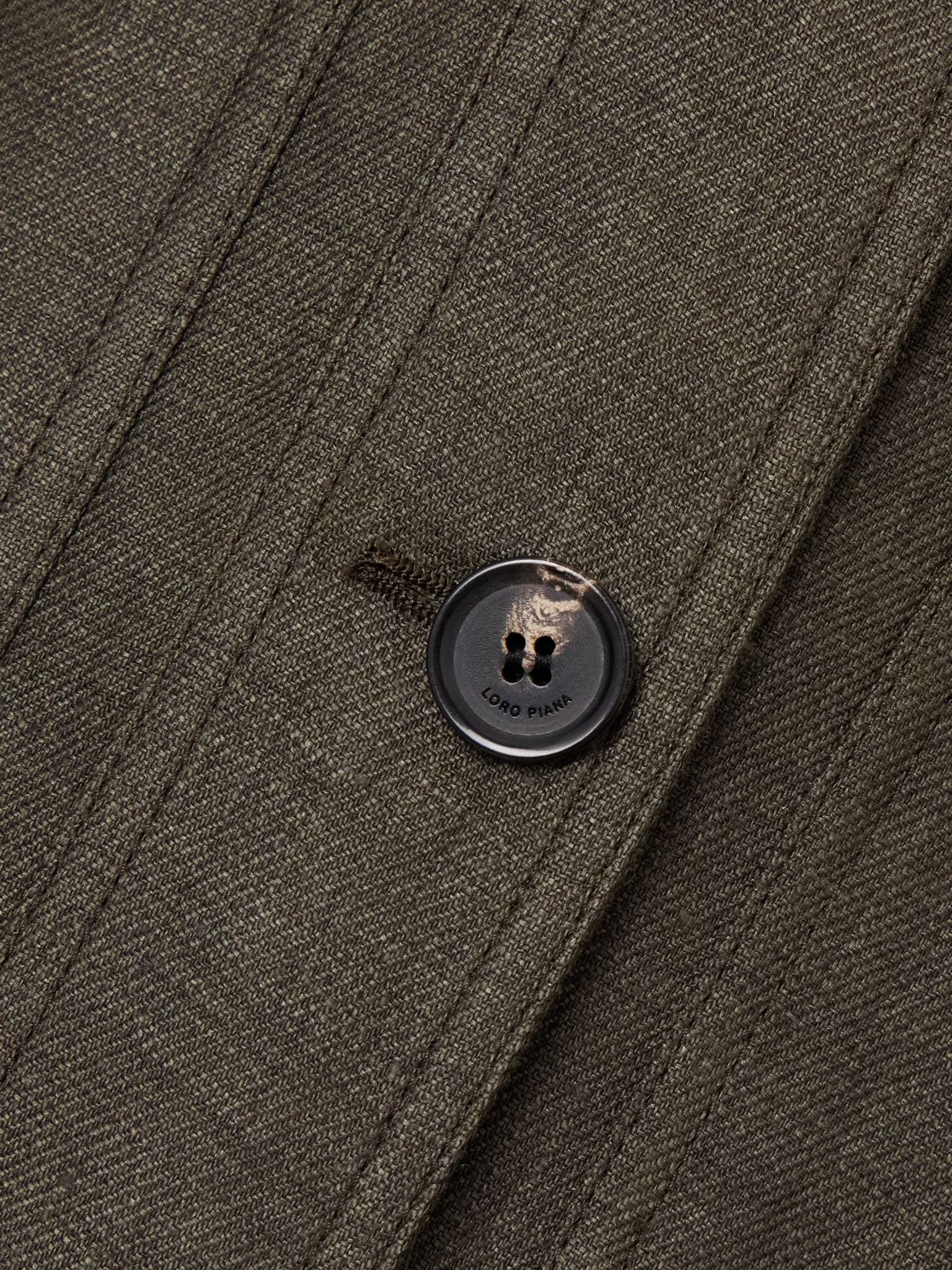 Jaylon belted linen and wool-blend jacket Dark green - 4