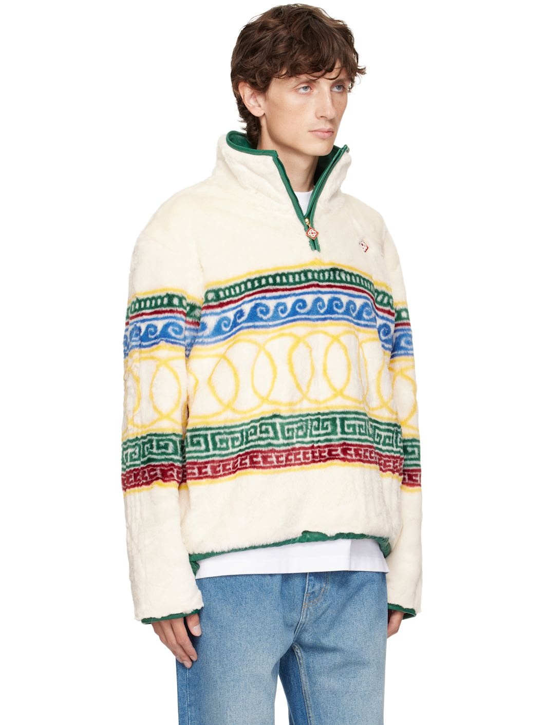 White 'Les Anneaux' Pullover Faux-Fur Jacket - 2