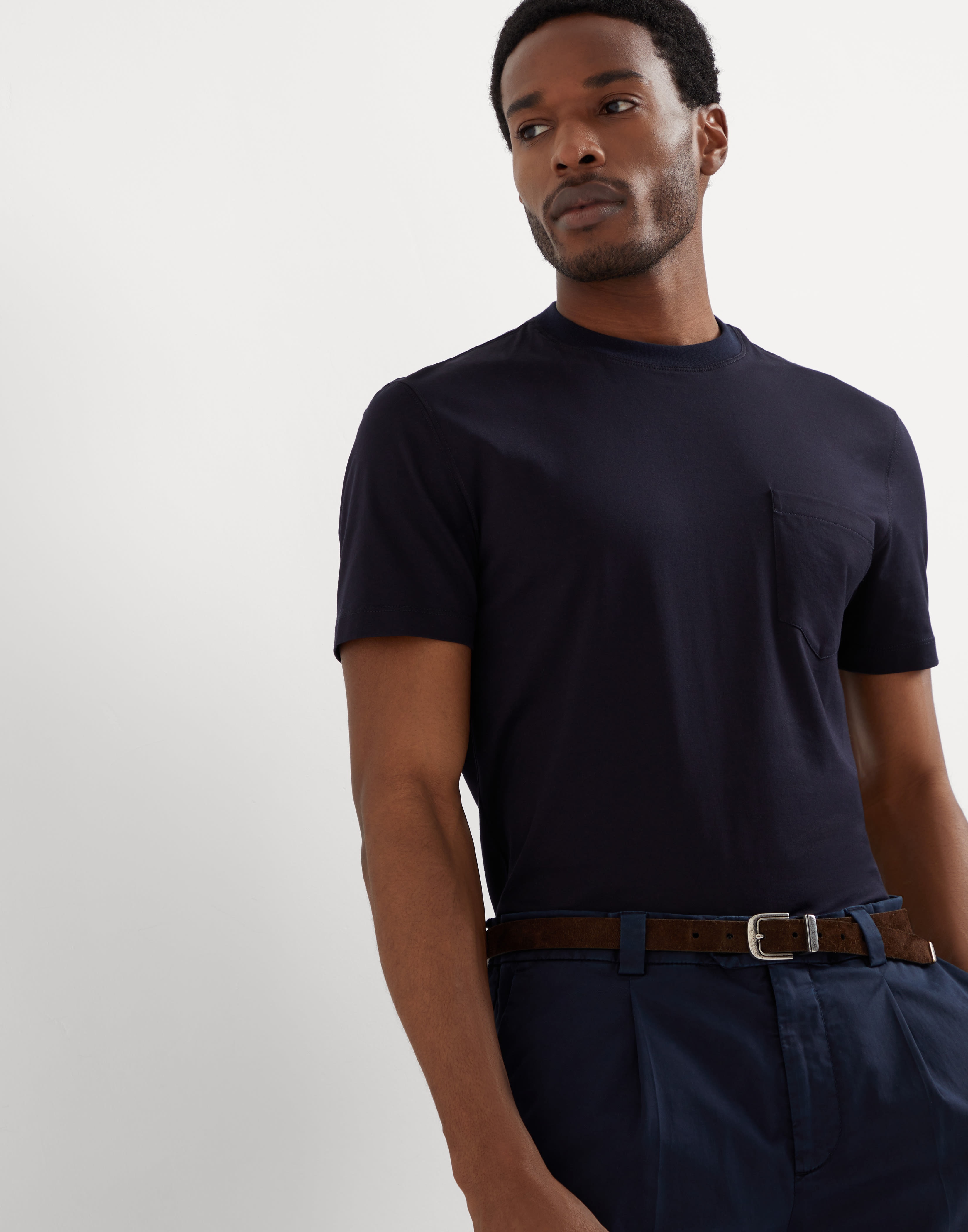 Cotton jersey crew neck T-shirt with chest pocket - 4