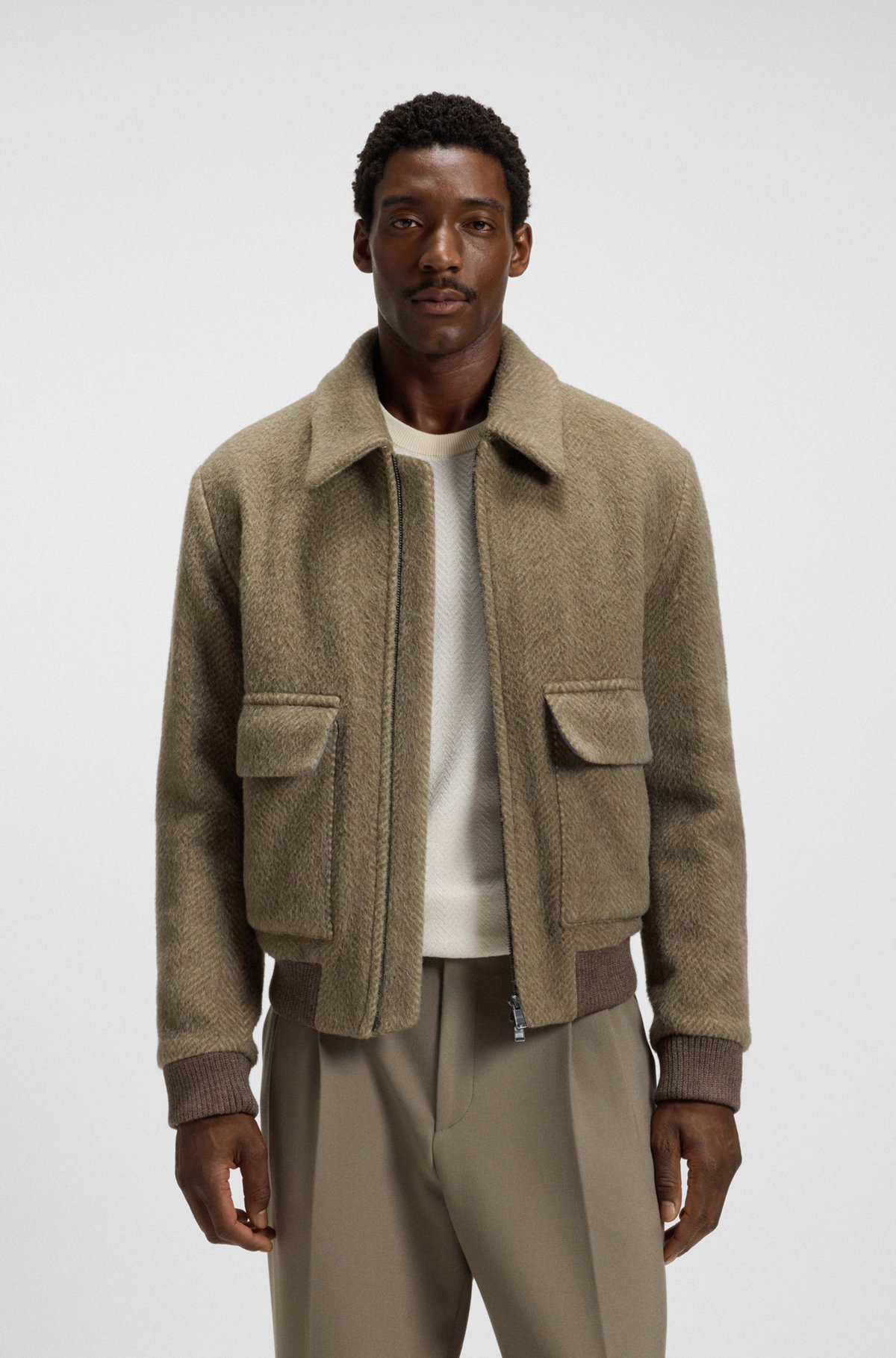REGULAR-FIT JACKET IN A HERRINGBONE-PATTERNED ALPACA BLEND - 2