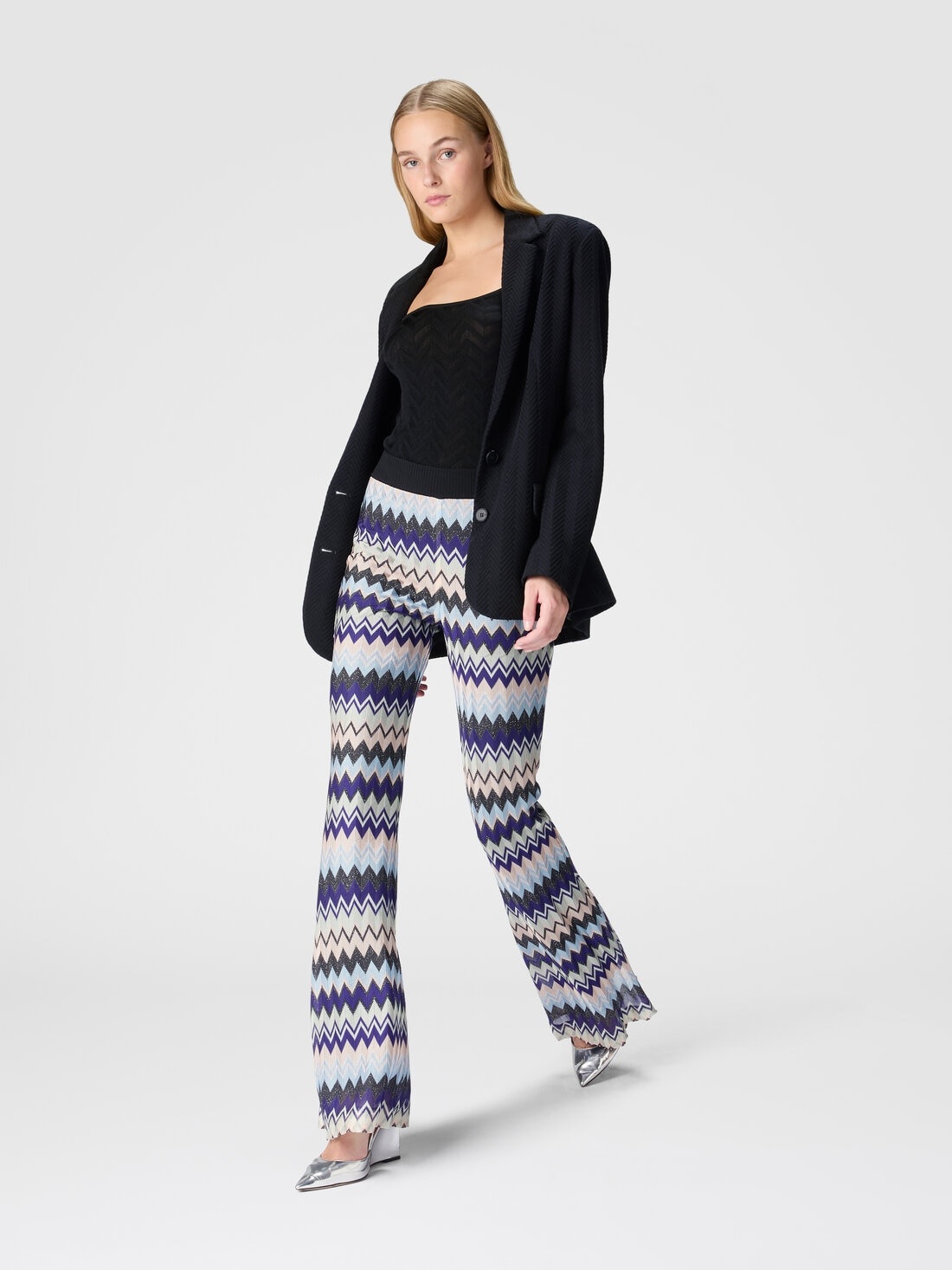 Flare trousers in zig zag lamé viscose - 4