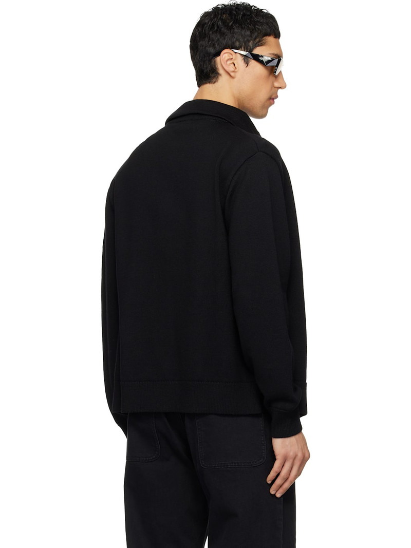 Black Zipped Wool Cardigan 3