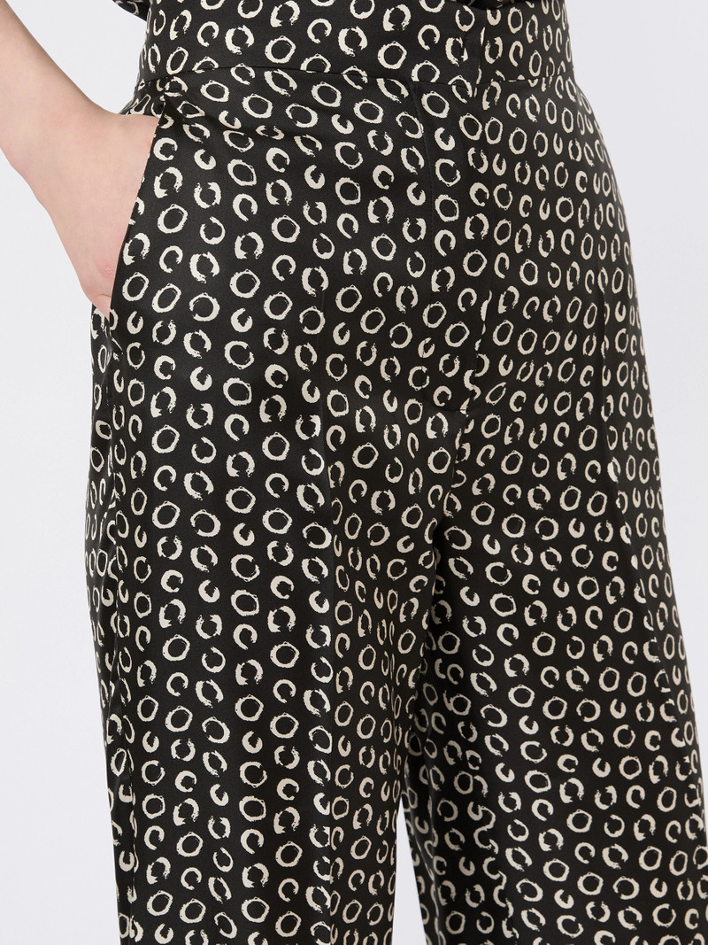 ROMANA Printed silk trousers - BLACK WHITE 5