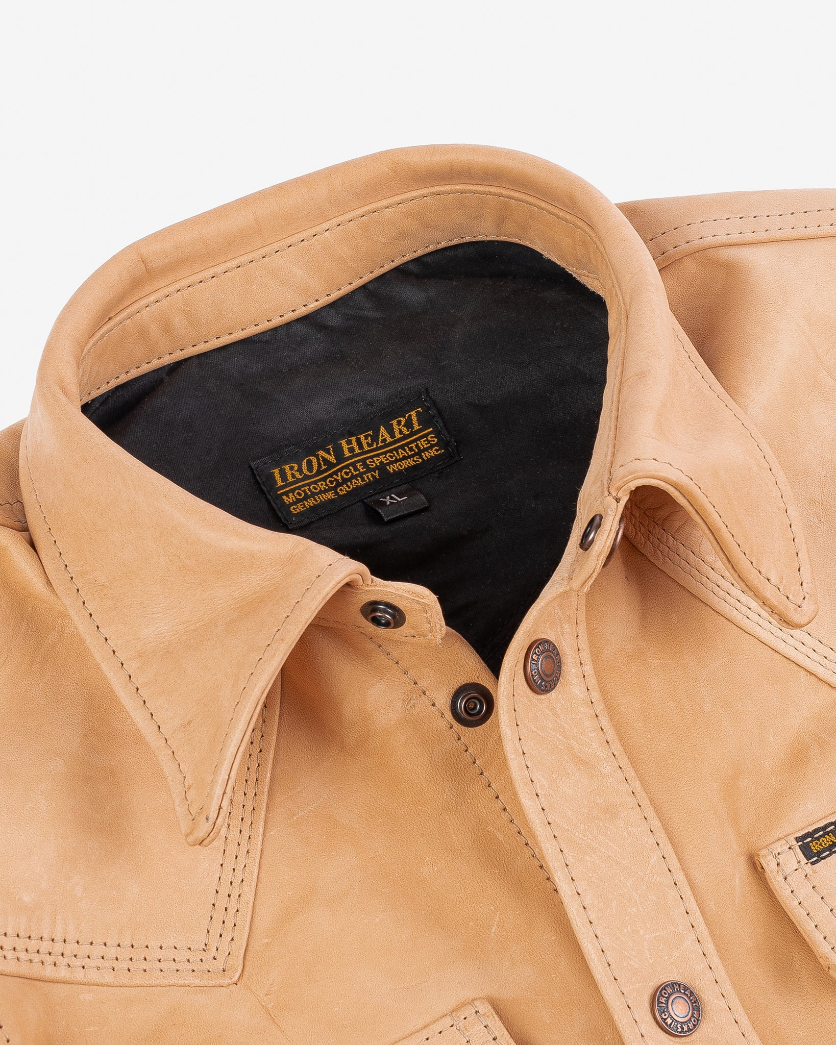 IHSB-PR-NAT Iron Heart X Simmons Bilt Horsehide Western Shirt - The Pale Rider - Natural - 6