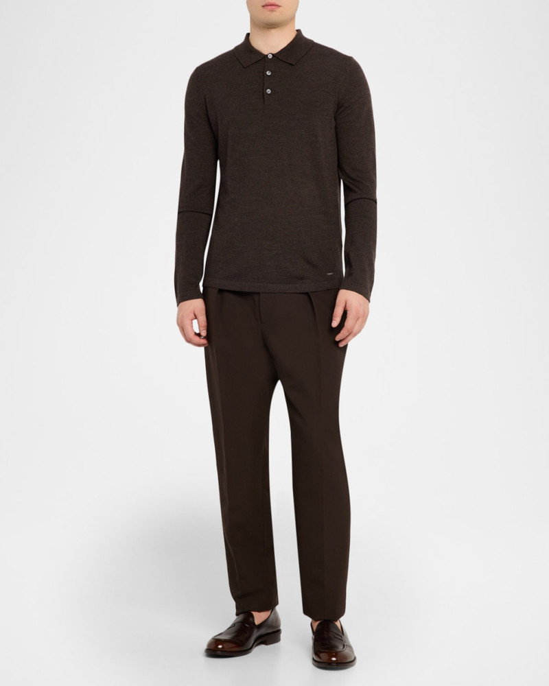 SIMKHAI Men's Reynolds Wool Long-Sleeve Polo Shirt outlook