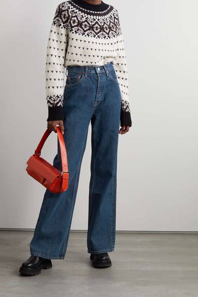 RE/DONE + NET SUSTAIN 70s Ultra High Rise Wide Leg frayed jeans outlook