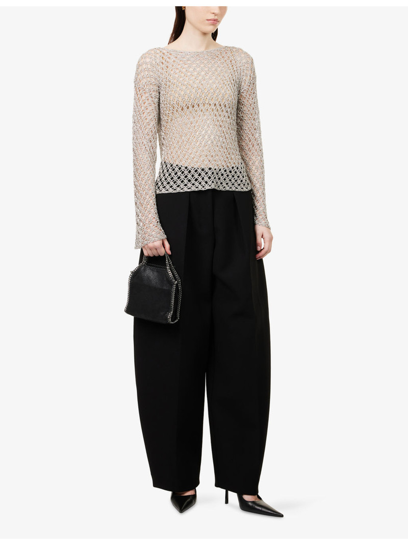 TWP Slash-Neck Open-Knit Crochet Top outlook